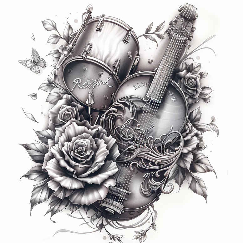 music-with-energy – tattoo design ideas free ai generated – symbolic – for-scapula – Gallery: music-inkby-ai