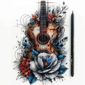 note-and-note – tattoo design ideas free ai generated – single-line – for-abdomen – Gallery: music-inkby-ai