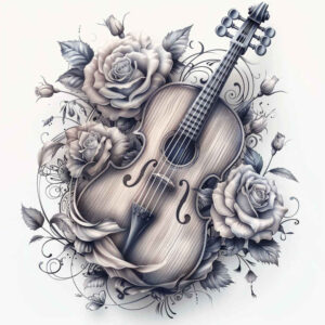 note-with-3d-effect – tattoo design ideas free ai generated – essential-lines – for-back-shoulder – Gallery: music-inkby-ai