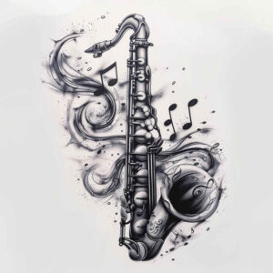 note-with-ornament – tattoo design ideas free ai generated – soft-curve – for-wrist-side – Gallery: music-inkby-ai