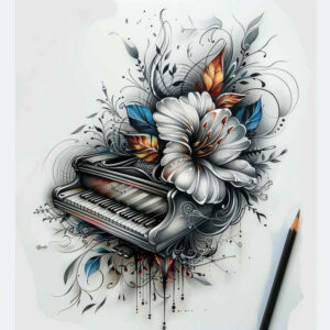 piano – tattoo design ideas free ai generated – small-detail – for-arm – Gallery: music-inkby-ai