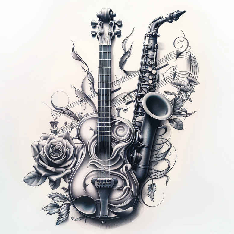 relaxing-music – tattoo design ideas free ai generated – micro-design – for-behind-ear – Gallery: music-inkby-ai