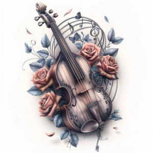 rhythm – tattoo design ideas free ai generated – empty-space – for-lower-thigh – Gallery: music-inkby-ai