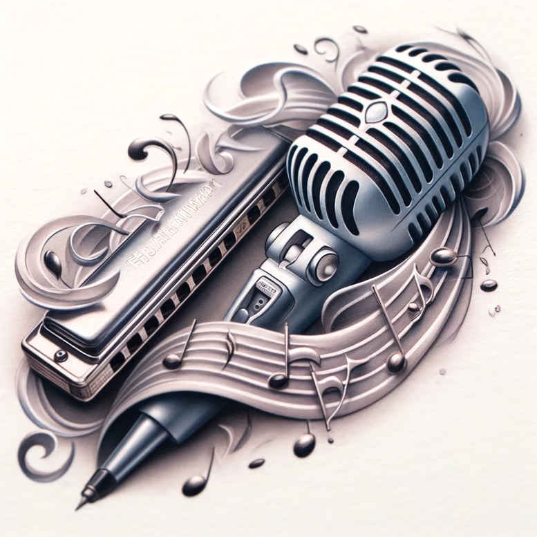singing – tattoo design ideas free ai generated – compact – for-upper-thigh – Gallery: music-inkby-ai