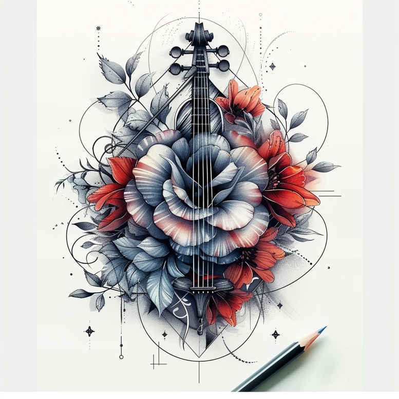 singing – tattoo design ideas free ai generated – monochrome – for-upper-back – Gallery: music-inkby-ai