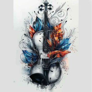 solo-music – tattoo design ideas free ai generated – empty-space – for-lower-thigh – Gallery: music-inkby-ai