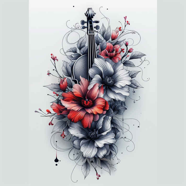 sound-effect – tattoo design ideas free ai generated – dotwork – for-lower-back – Gallery: music-inkby-ai