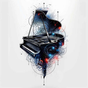 sounds – tattoo design ideas free ai generated – diminutive – for-upper-back – Gallery: music-inkby-ai