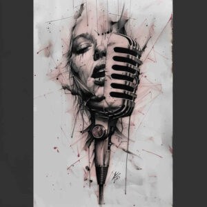music tattoo design ideas Surrealism phantom airy for upper thigh