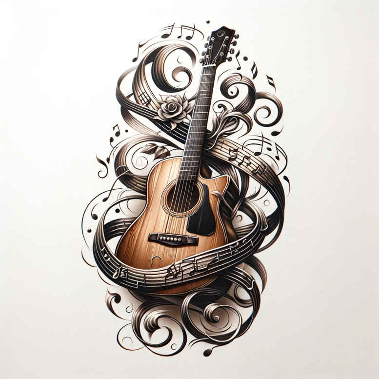 music tattoo design ideas Surrealism psychological depth airy symbol of endurance