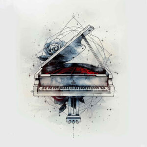 music tattoo design ideas soft shadows airy touch for scapula
