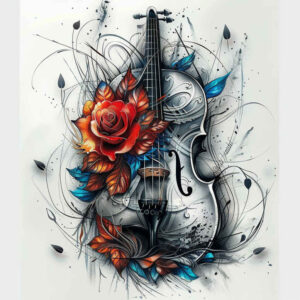 music tattoo design ideas fluid motion basic for thigh