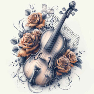 music tattoo design ideas watercolor-style clean lines shows determination