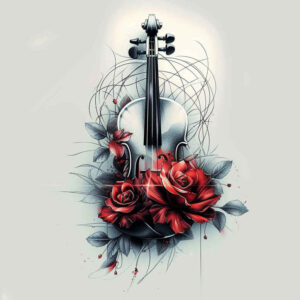 music tattoo design ideas Surrealism bizarre clean stroke symbolising endurance