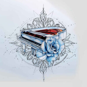 music tattoo design ideas Surrealism phantasmagoria crisp outline determination and power