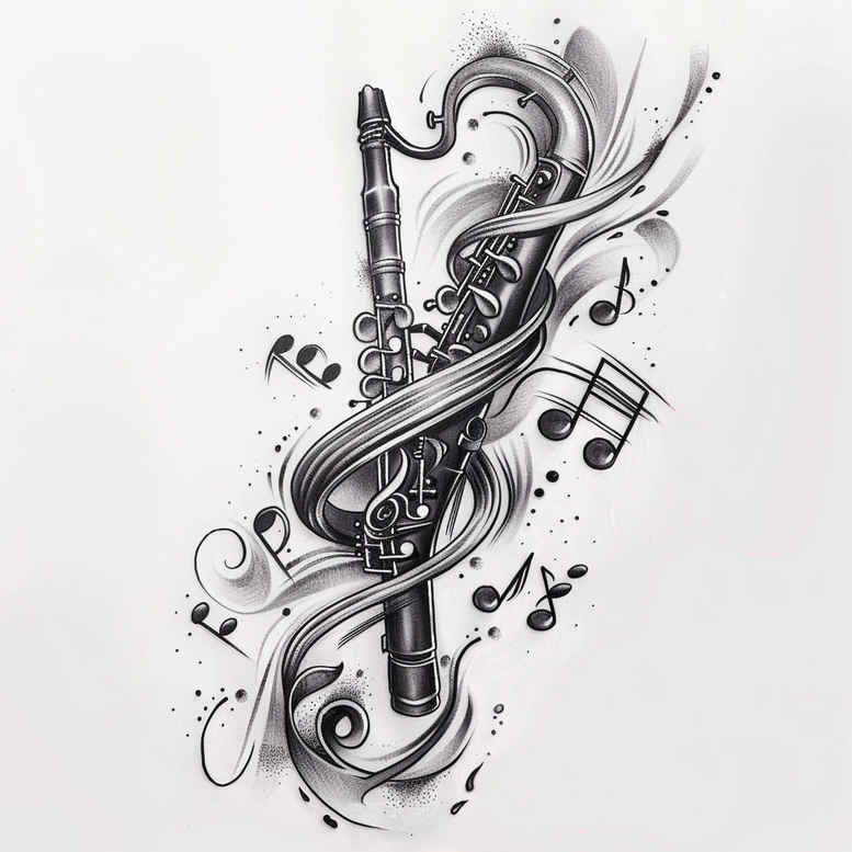 music tattoo design ideas Realism deep shadows diminutive for upper shoulder