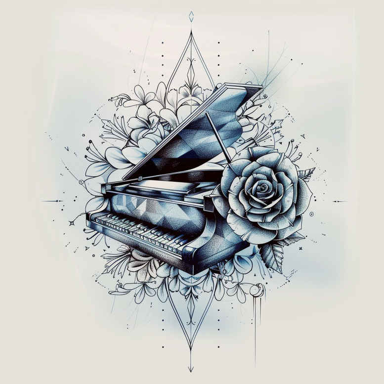 music tattoo design ideas Surrealism abstract forms discreet stands for resilience