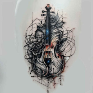 music tattoo design ideas Realism micro detail elegant shows courage