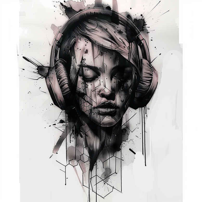 music tattoo design ideas Surrealism ethereal glow elemental for outer arm