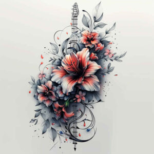 music tattoo design ideas realistic texture few strokes for collarbone