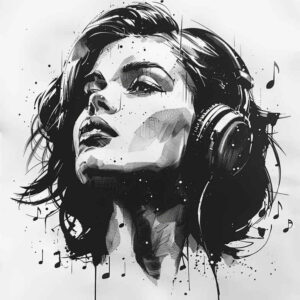 music tattoo design ideas Surrealism unearthly few strokes for thigh