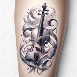 music tattoo design ideas smooth gradients few strokes for upper thigh