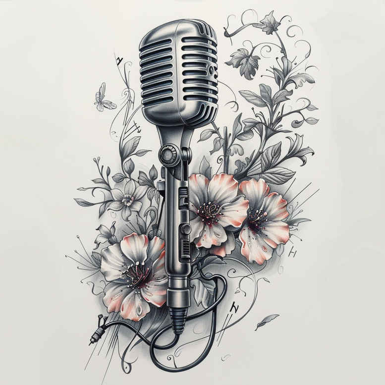 music tattoo design ideas Realism real shadows fine line resilience and power
