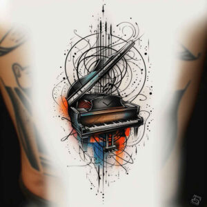 music tattoo design ideas Surrealism symbolism little tattoo symbol of determination