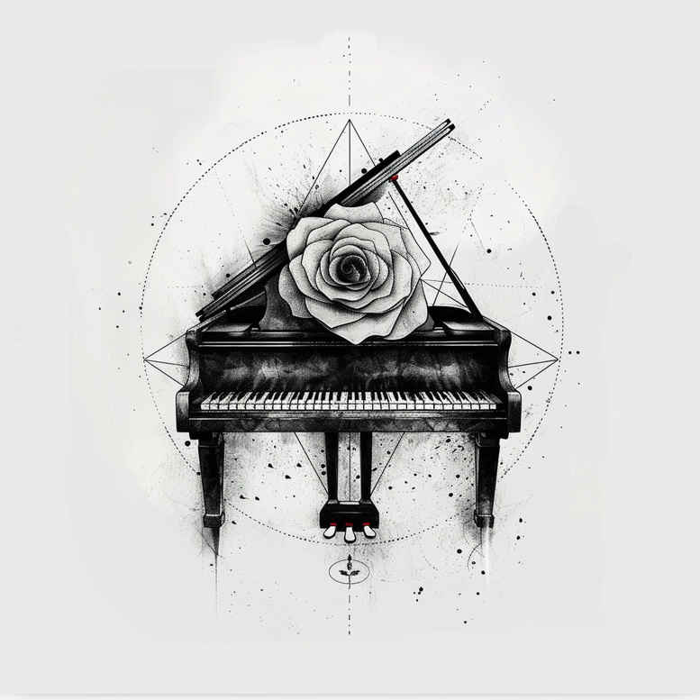 music tattoo design ideas CGI-rendered micro art meaning courage