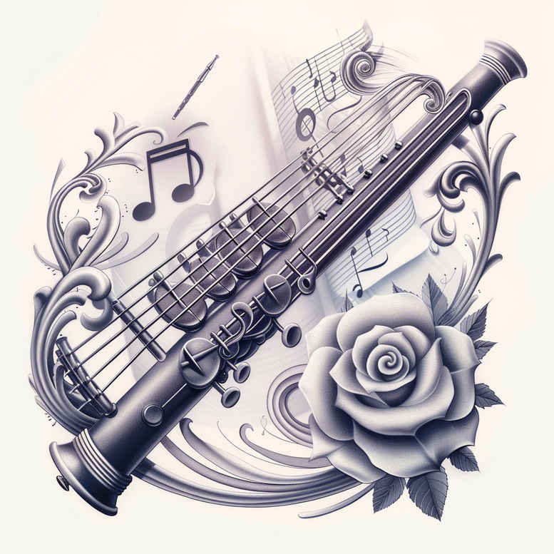 music tattoo design ideas decorative flourishes micro line for lower back