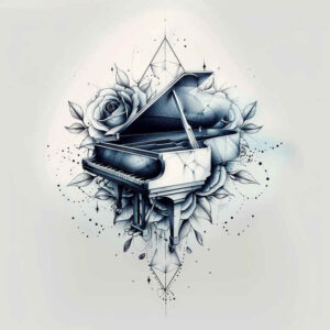 music tattoo design ideas Surrealism whimsical mini ink symbolising courage