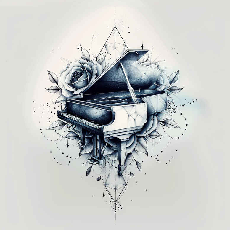 music tattoo design ideas Surrealism whimsical mini ink symbolising courage