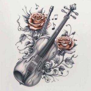 music tattoo design ideas bold outline only courage and power