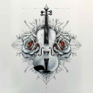 music tattoo design ideas Realism realistic perspective outline only stands for determination