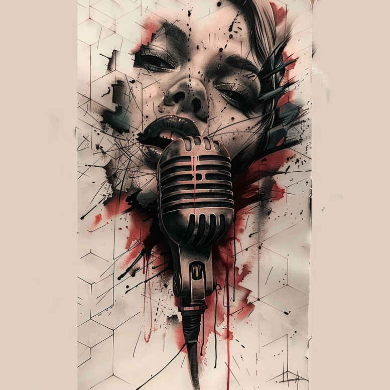 music tattoo design ideas Realism light play petite symbol of determination