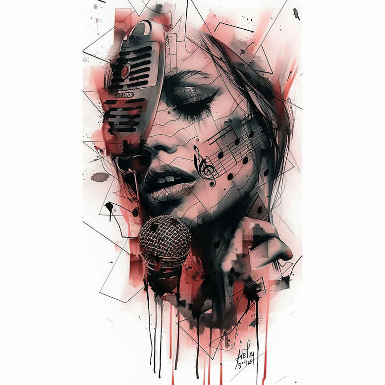 music tattoo design ideas Surrealism morphic pinprick for hand