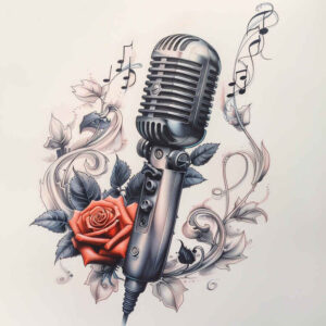 music tattoo design ideas Realism refined lines punctual shows determination