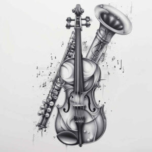 music tattoo design ideas Realism optical depth pure design for back