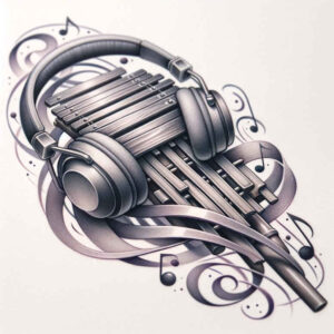 music tattoo design ideas Realism studio quality pure shape shows strength