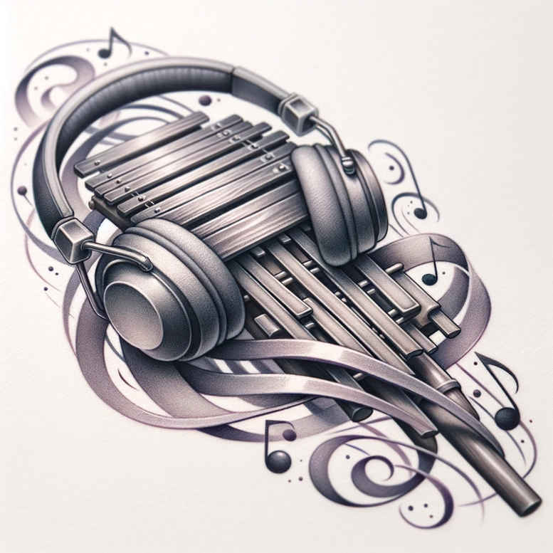 music tattoo design ideas Realism studio quality pure shape shows strength