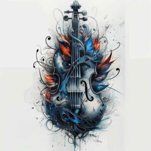 music tattoo design ideas mirrored effect quiet art for sternum