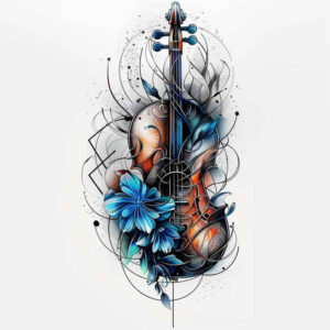 music tattoo design ideas photo-realistic refined for upper shoulder