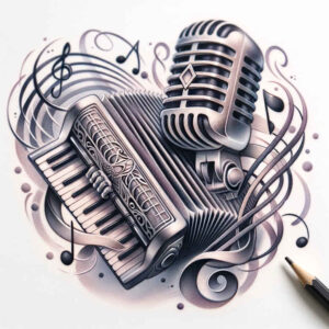 music tattoo design ideas Neotraditional vivid color silent symbol of determination