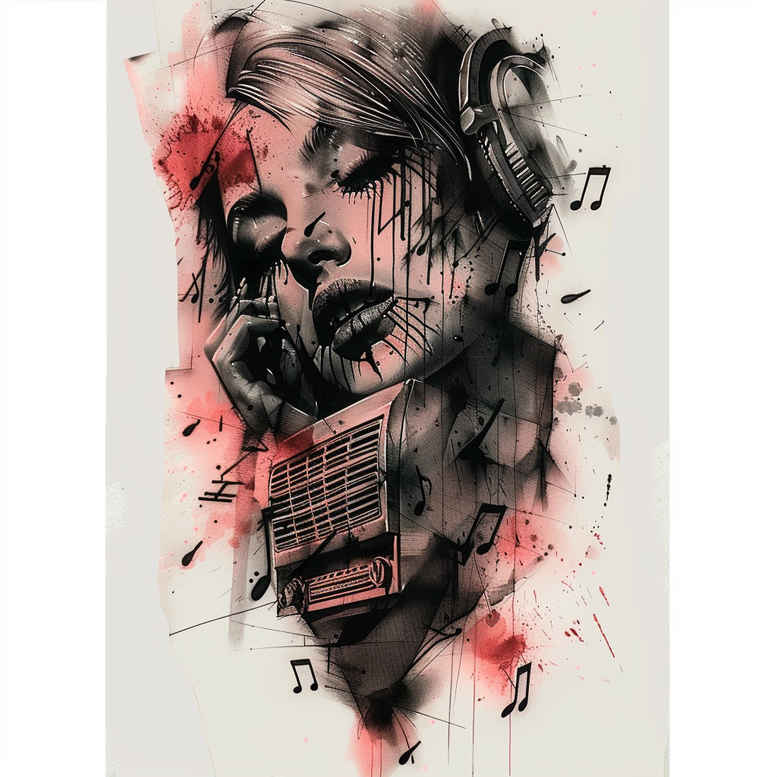 music tattoo design ideas Surrealism imperfect symmetry simple icon represents resilience