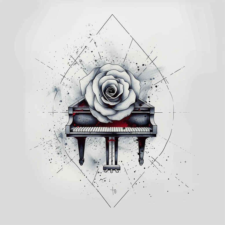 music tattoo design ideas Surrealism enigmatic light single line endurance and power
