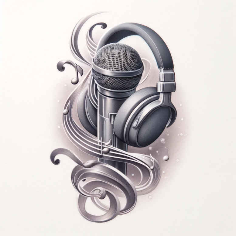music tattoo design ideas Surrealism enigmatic symbol mark for back shoulder