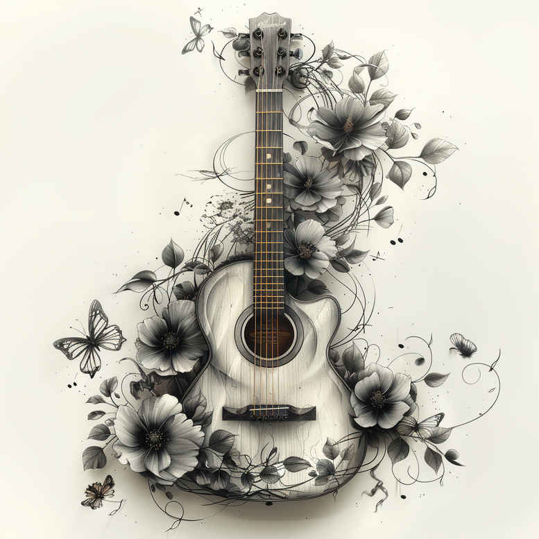 music tattoo design ideas Realism anatomical accuracy thin line stands for determination