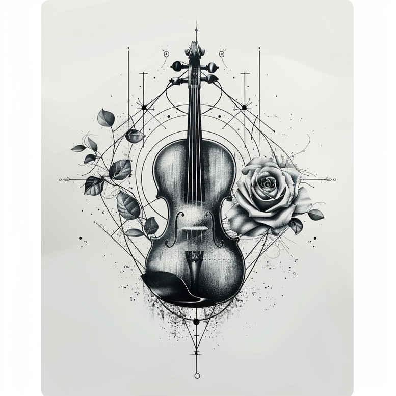 music tattoo design ideas Realism clean background tiny detail meaning strength