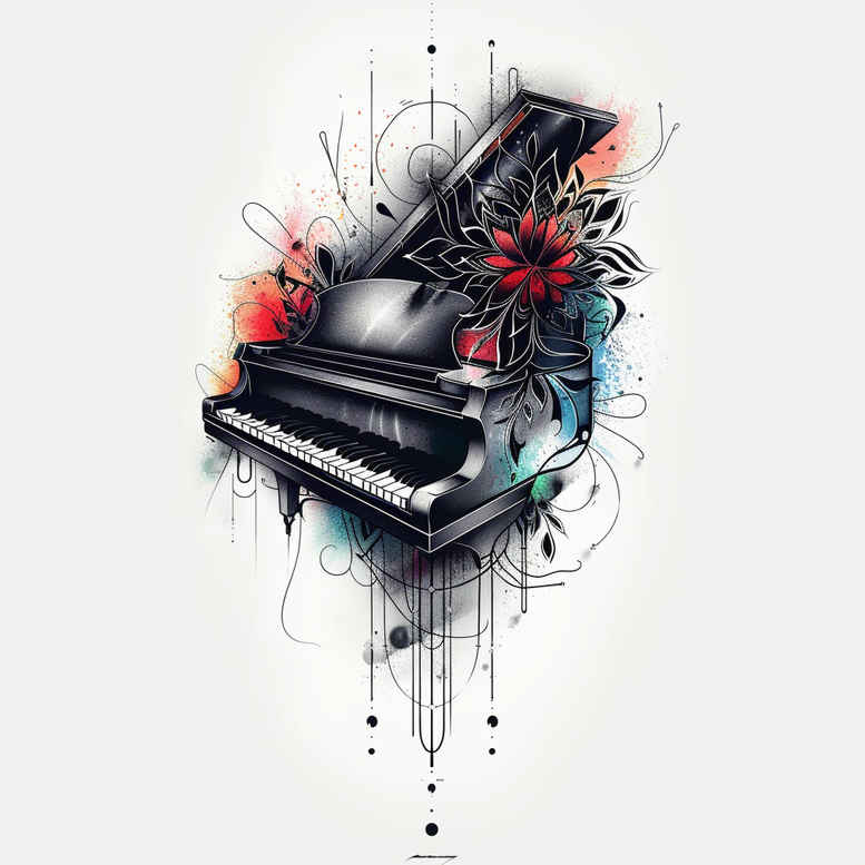 music tattoo design ideas Realism soft focus tiny motif for shin