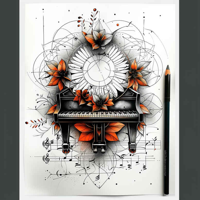 music tattoo design ideas Realism visual truth unadorned symbolising perseverance